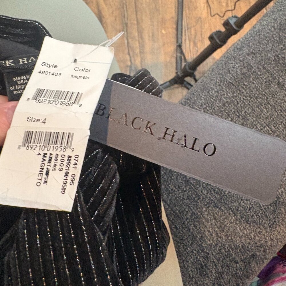 NWT Black Halo Audrey Tie Neck Jumpsuit in Magneto - Picture 7 of 8